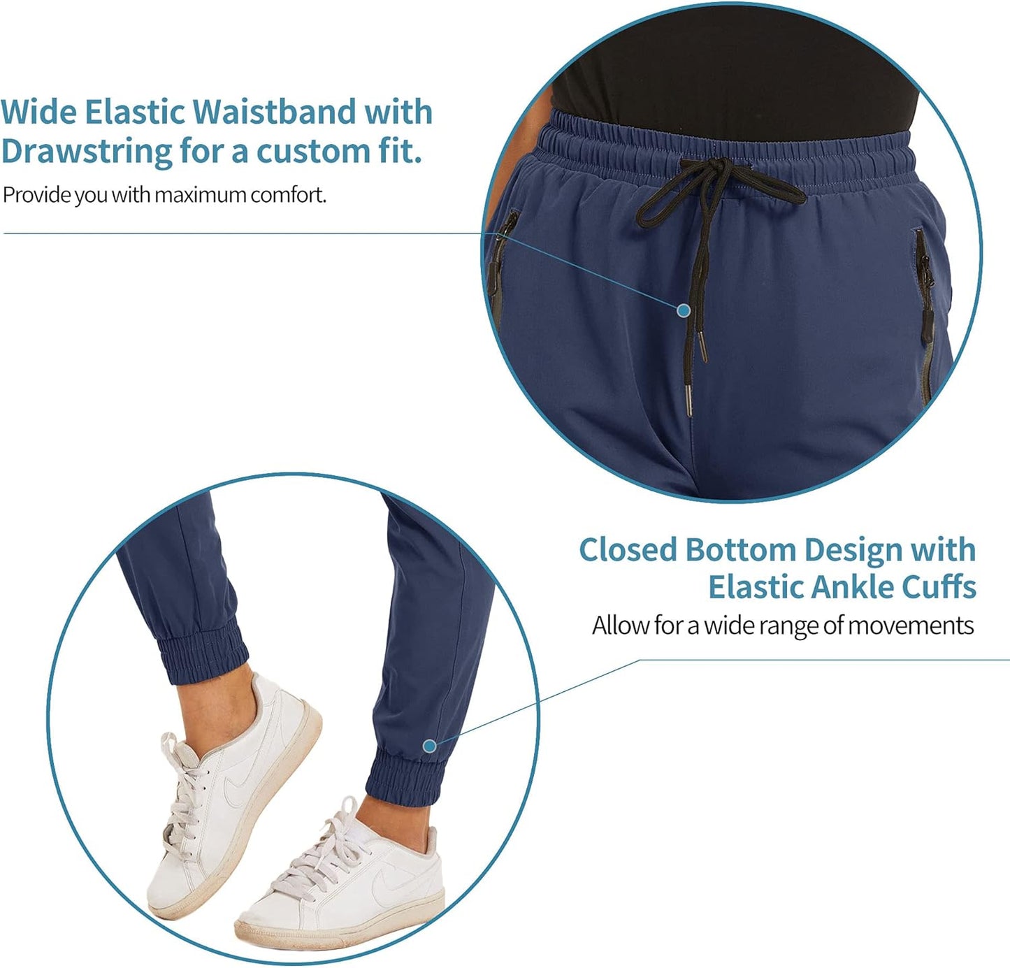 Women'S Pants Joggers Quick Dry Lightweight Athletic Running Hiking Pants with Zipper Pockets