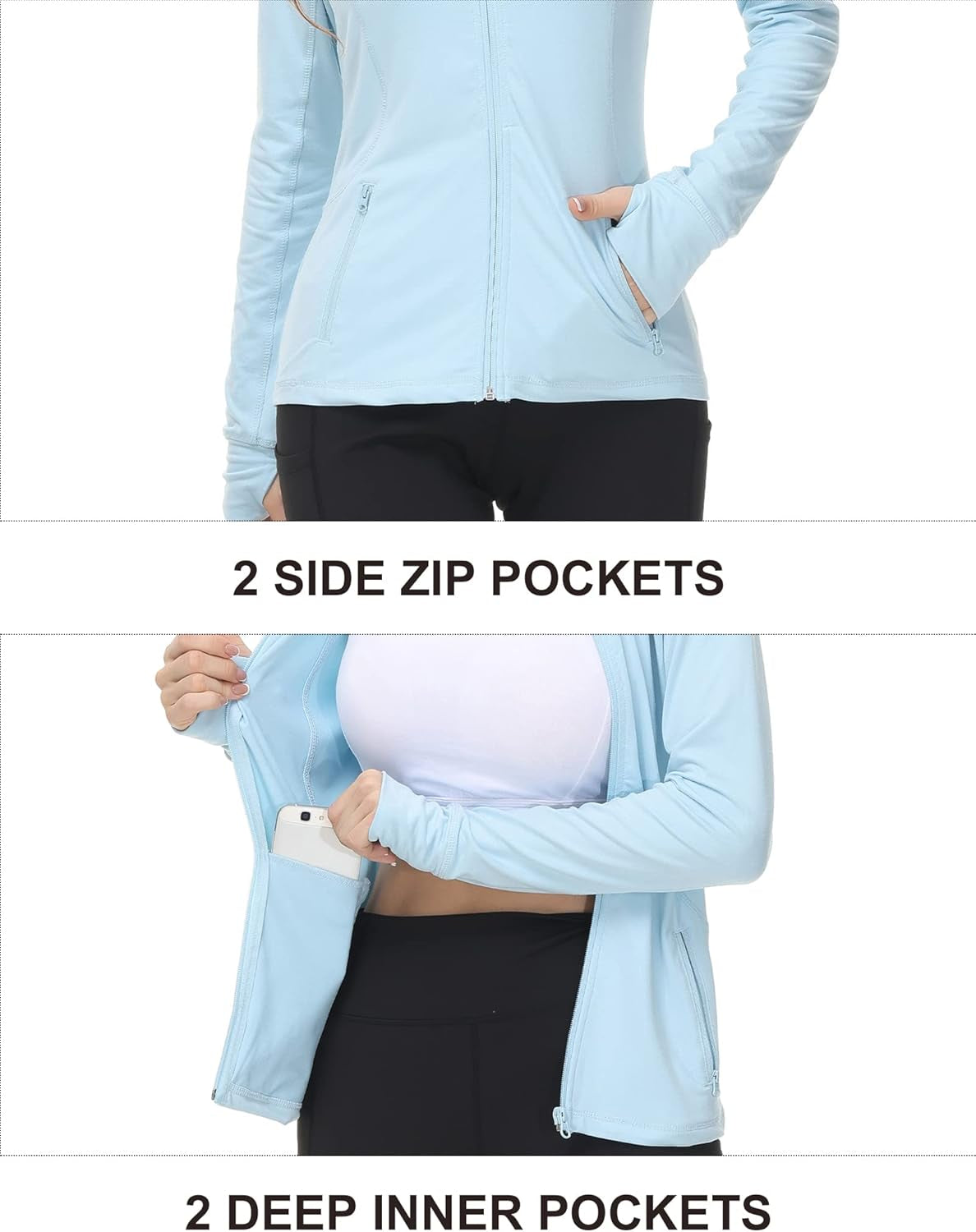 Womens Sports Jackets Zip up Workout Yoga Jacket with Pockets