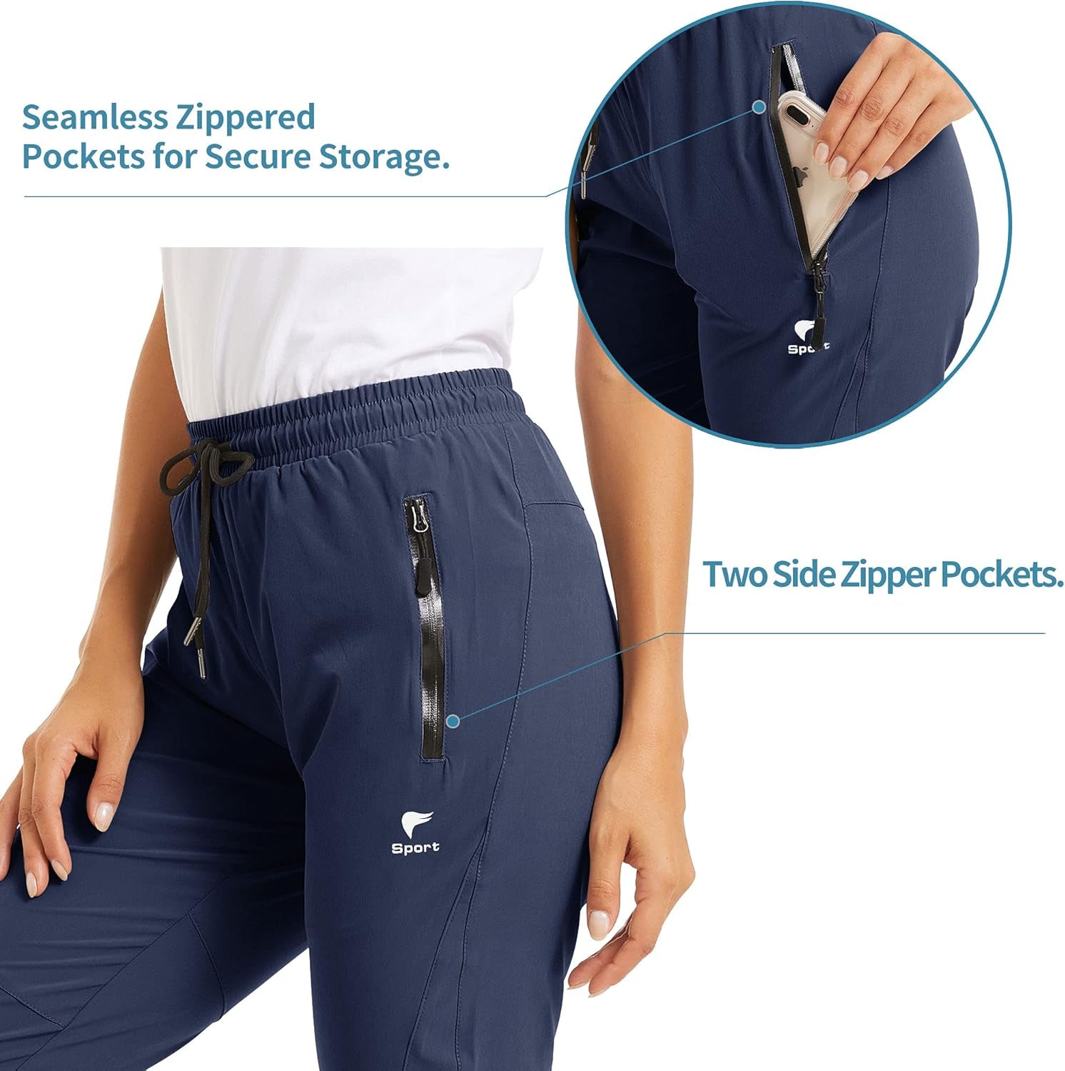 Women'S Pants Joggers Quick Dry Lightweight Athletic Running Hiking Pants with Zipper Pockets