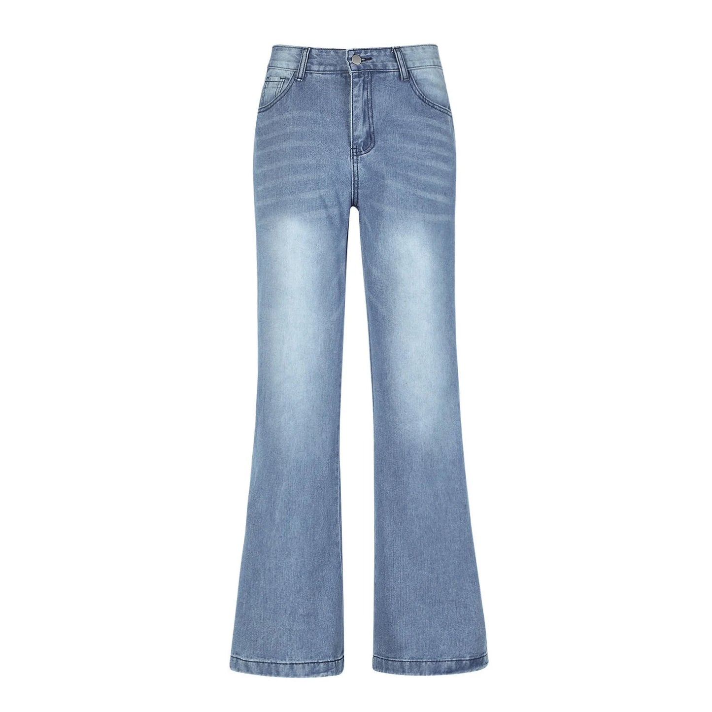 Women'S Fashion Jeans High Waisted Wide Leg Jeans Summer Casual Straight Baggy Jeans Color Block Patch Denim Trousers Dark Blue,L