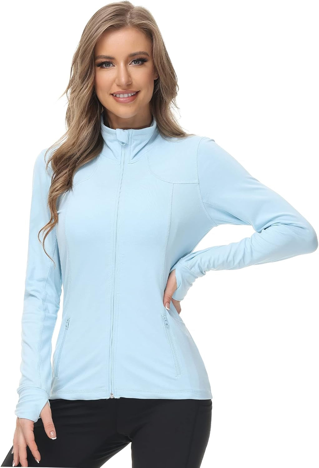 Womens Sports Jackets Zip up Workout Yoga Jacket with Pockets