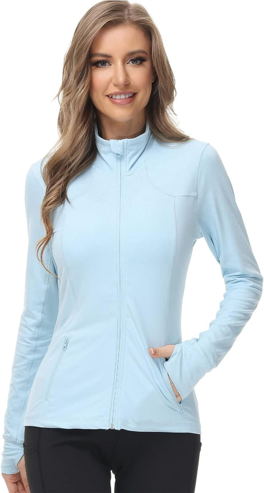 Womens Sports Jackets Zip up Workout Yoga Jacket with Pockets